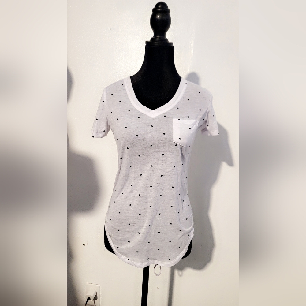White Polka Dot V-Neck Women's Top